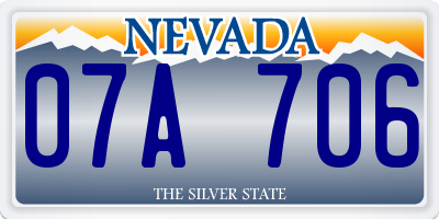 NV license plate 07A706