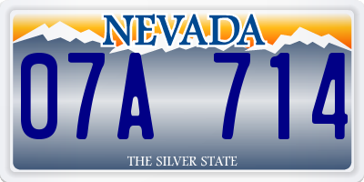 NV license plate 07A714