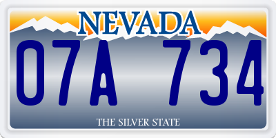 NV license plate 07A734