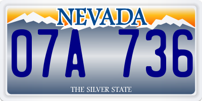 NV license plate 07A736