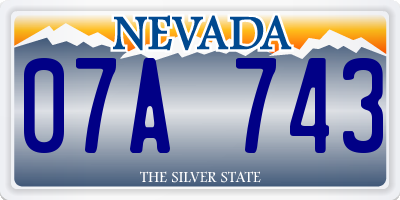 NV license plate 07A743