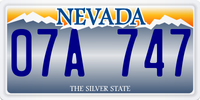 NV license plate 07A747