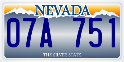 NV license plate 07A751