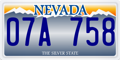 NV license plate 07A758