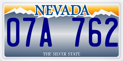 NV license plate 07A762