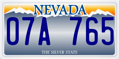 NV license plate 07A765