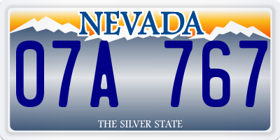 NV license plate 07A767