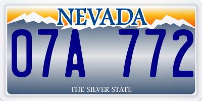 NV license plate 07A772