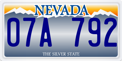 NV license plate 07A792