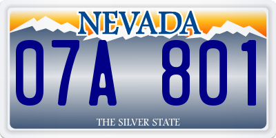 NV license plate 07A801