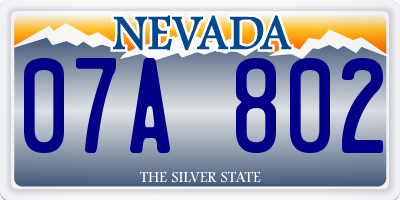 NV license plate 07A802