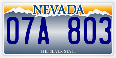 NV license plate 07A803