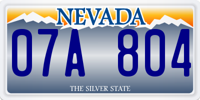 NV license plate 07A804