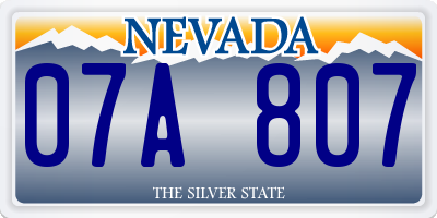 NV license plate 07A807