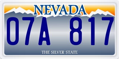 NV license plate 07A817