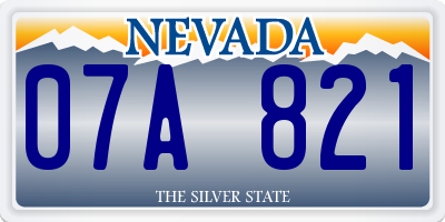 NV license plate 07A821