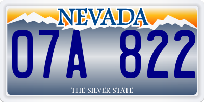 NV license plate 07A822