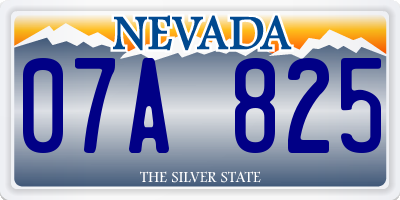 NV license plate 07A825