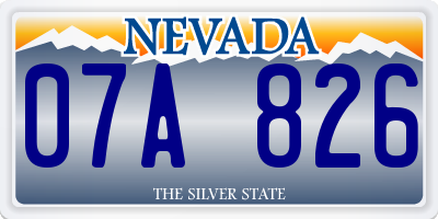 NV license plate 07A826