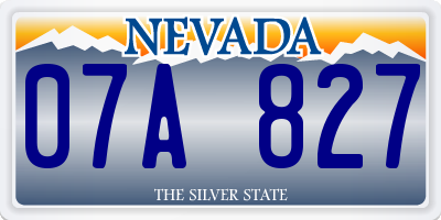 NV license plate 07A827