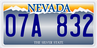 NV license plate 07A832