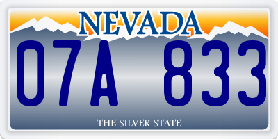 NV license plate 07A833