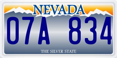 NV license plate 07A834