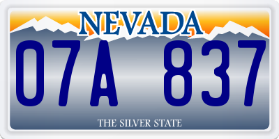 NV license plate 07A837