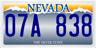 NV license plate 07A838