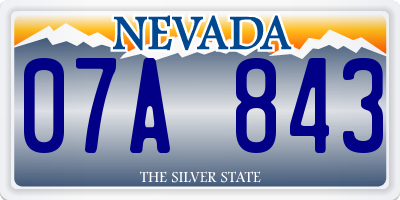 NV license plate 07A843