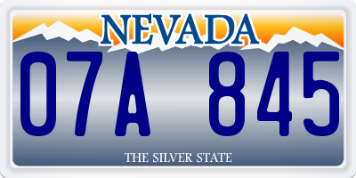 NV license plate 07A845