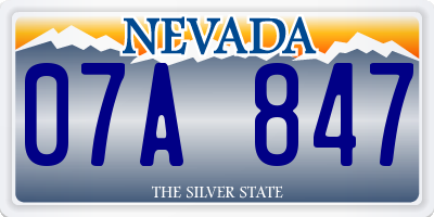 NV license plate 07A847