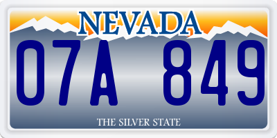 NV license plate 07A849