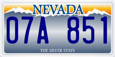 NV license plate 07A851