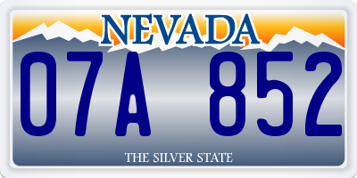 NV license plate 07A852