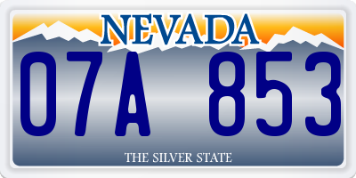 NV license plate 07A853