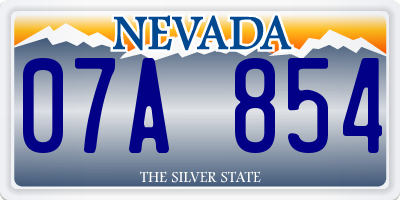 NV license plate 07A854