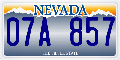 NV license plate 07A857