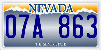 NV license plate 07A863