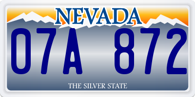 NV license plate 07A872