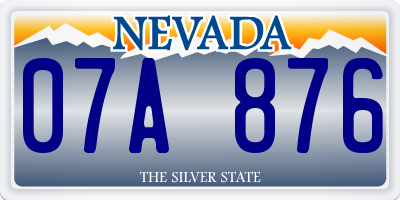 NV license plate 07A876