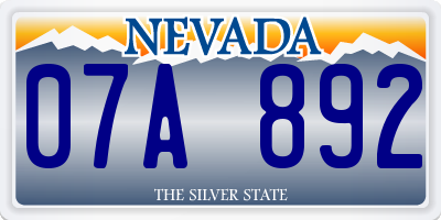 NV license plate 07A892