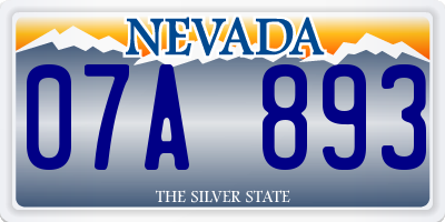 NV license plate 07A893