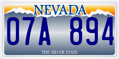 NV license plate 07A894