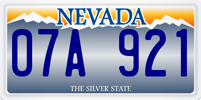 NV license plate 07A921