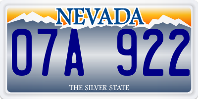 NV license plate 07A922