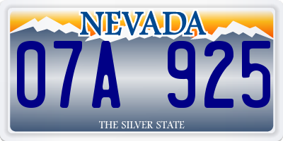 NV license plate 07A925