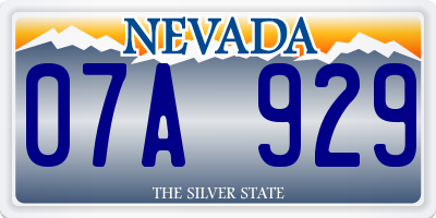 NV license plate 07A929