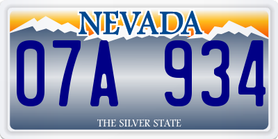 NV license plate 07A934