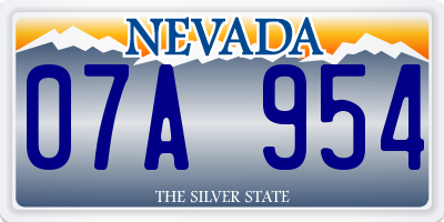 NV license plate 07A954